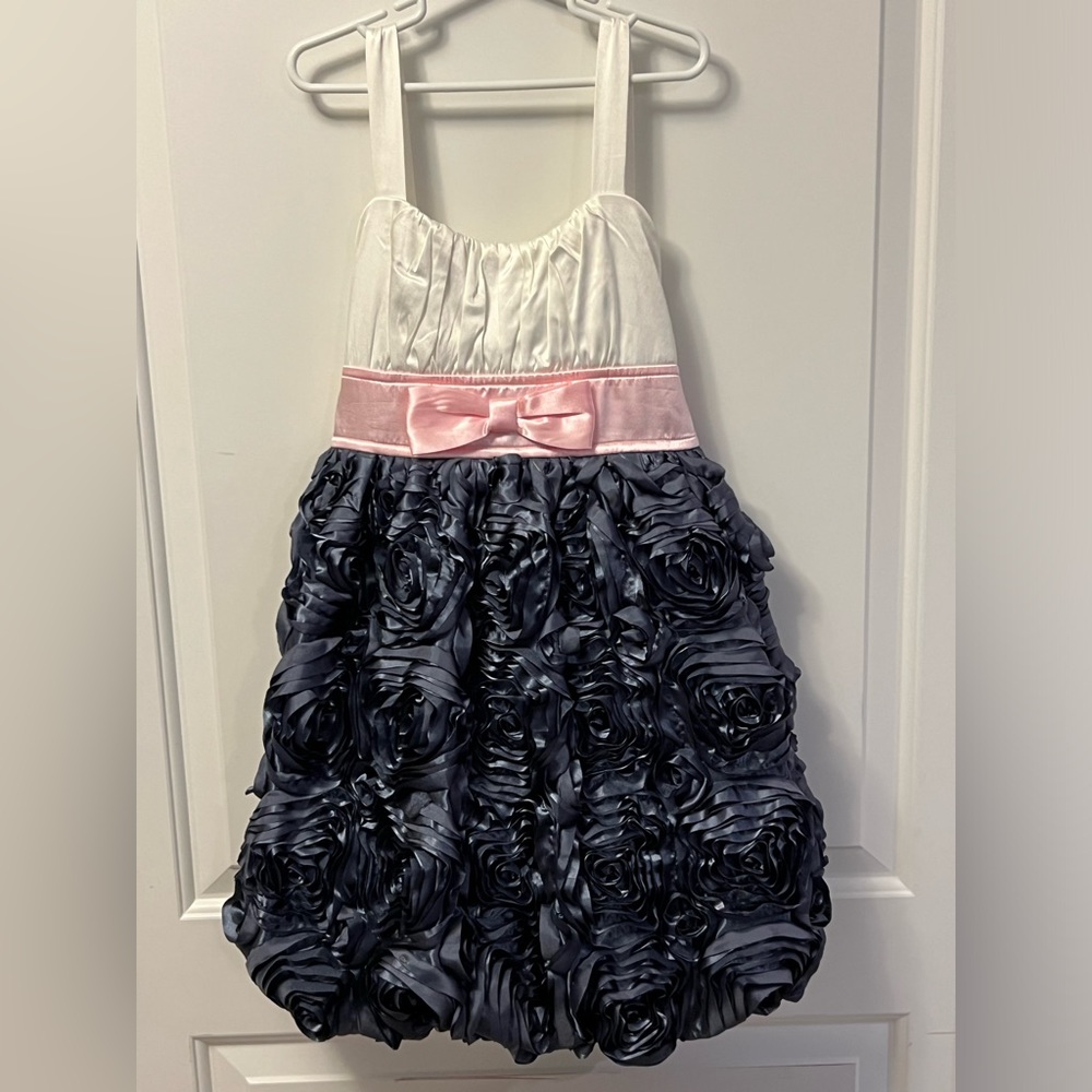 Ruby Rox Junior Grey/White/Pink Satin Party Dress Size 12